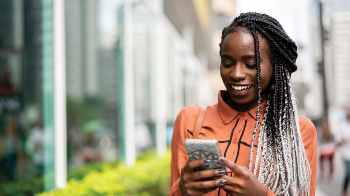 A woman on her phone