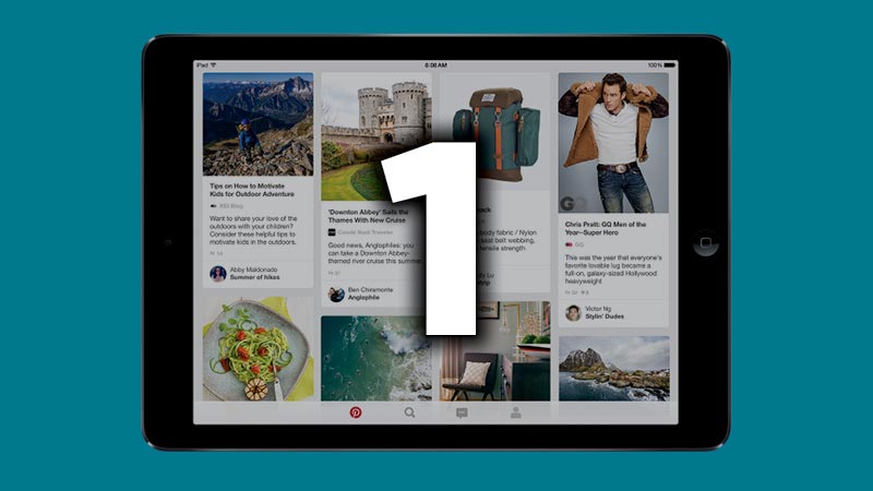 An iPad with Pinterest opened 