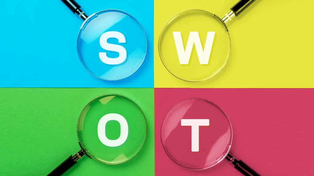 Abstract image showing the letters of the S-W-O-T acronym