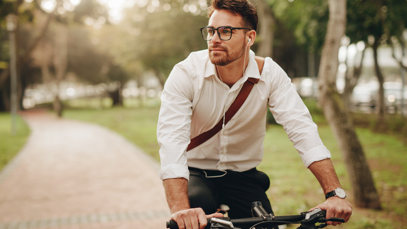 A man riding a bicycle