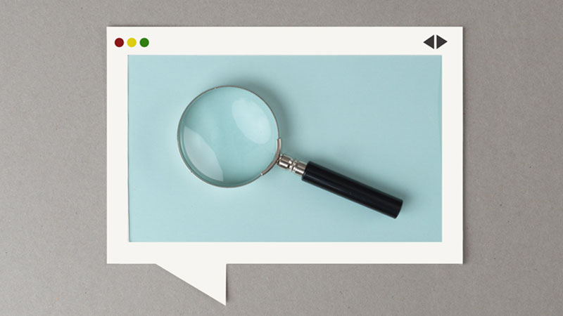 A magnifying glass representing internet searches