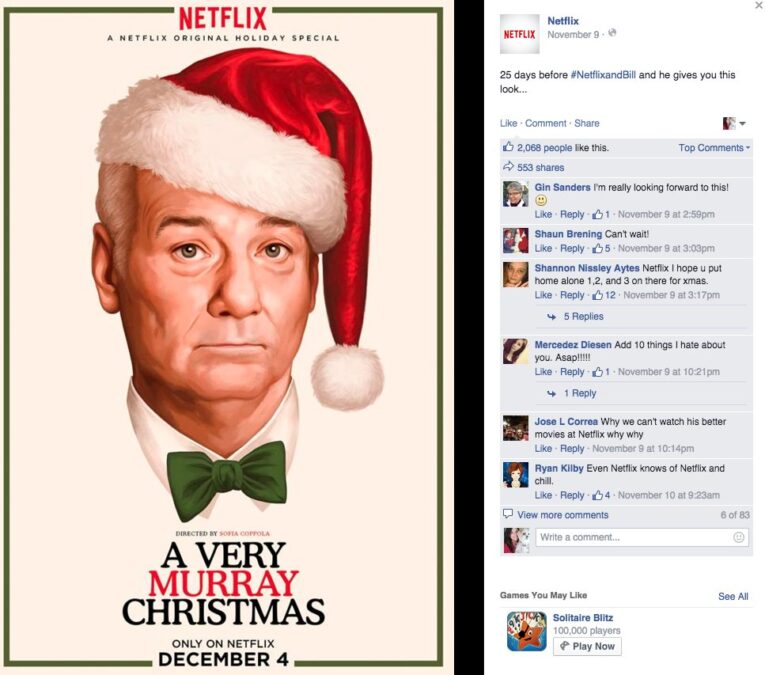 a screenshot of a Facebook post from Netflix