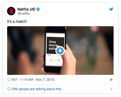 a tweet from Netflix