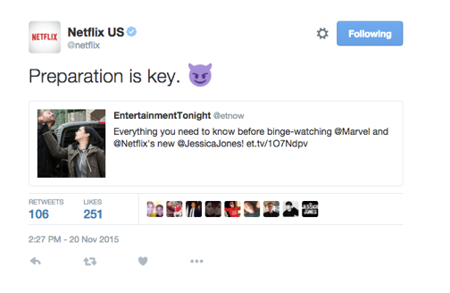 a tweet from Netflix 