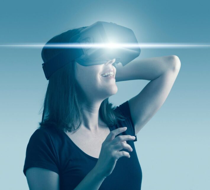 woman wearing a VR headset