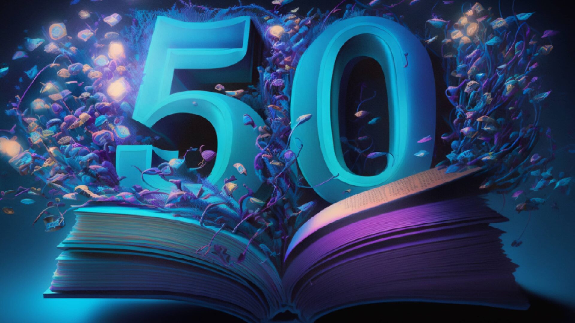 the number 50 is big and on top of a book