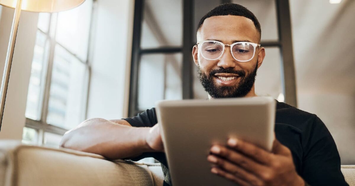 A content creator at work on a tablet.