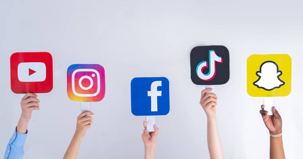 Social media icons for YouTube, Instagram, Facebook, TikTok and Snapchat.