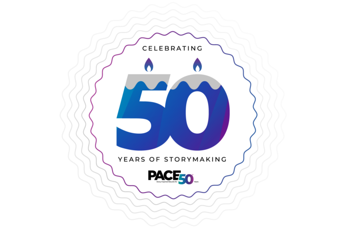 A visual representation of Pace celebrating its 50th anniversary as a marketing agency.