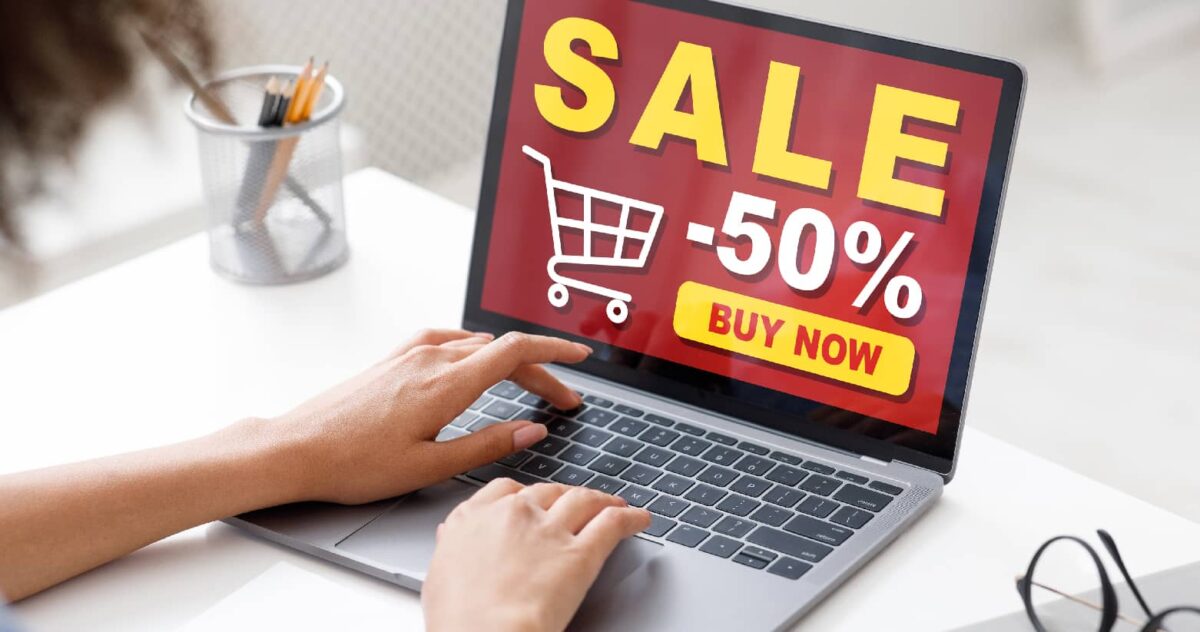 A sale landing page on a laptop