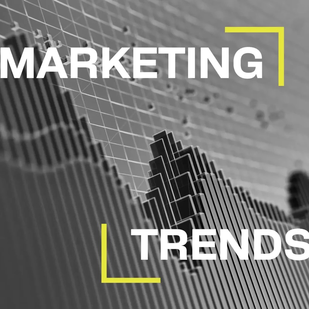 A set of overlapping trend bar charts