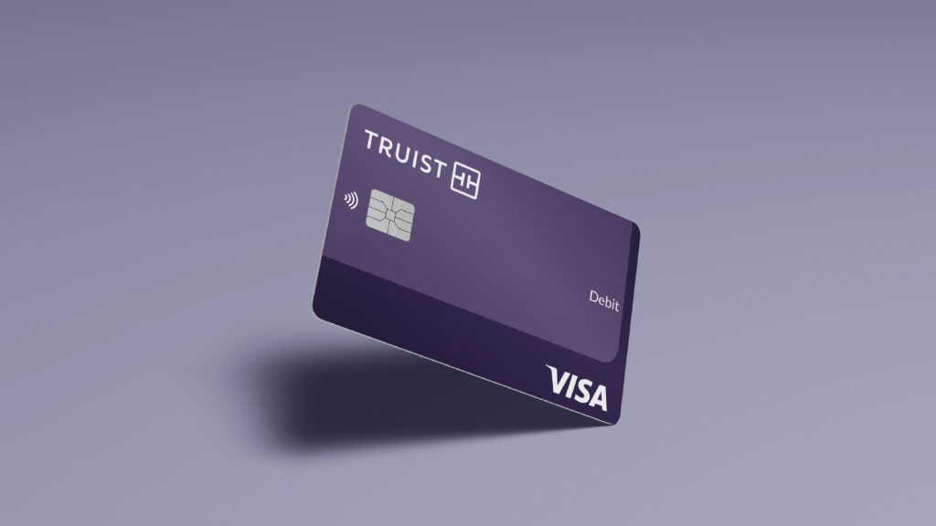A purple Truist Debit Visa card.