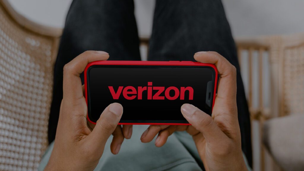 Verizon brand name displayed on a mobile device.