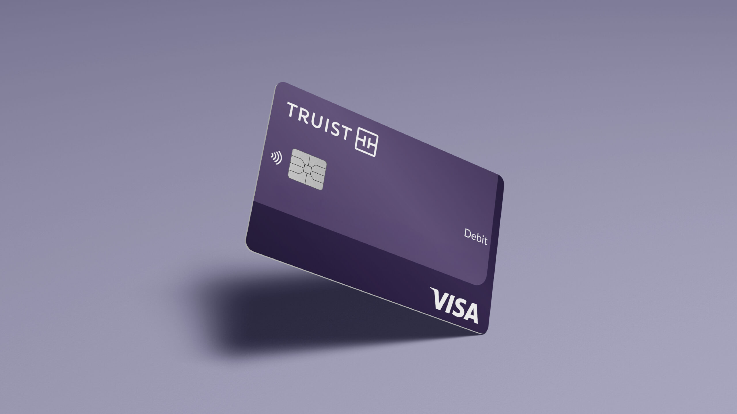 A purple Truist Debit Visa card.