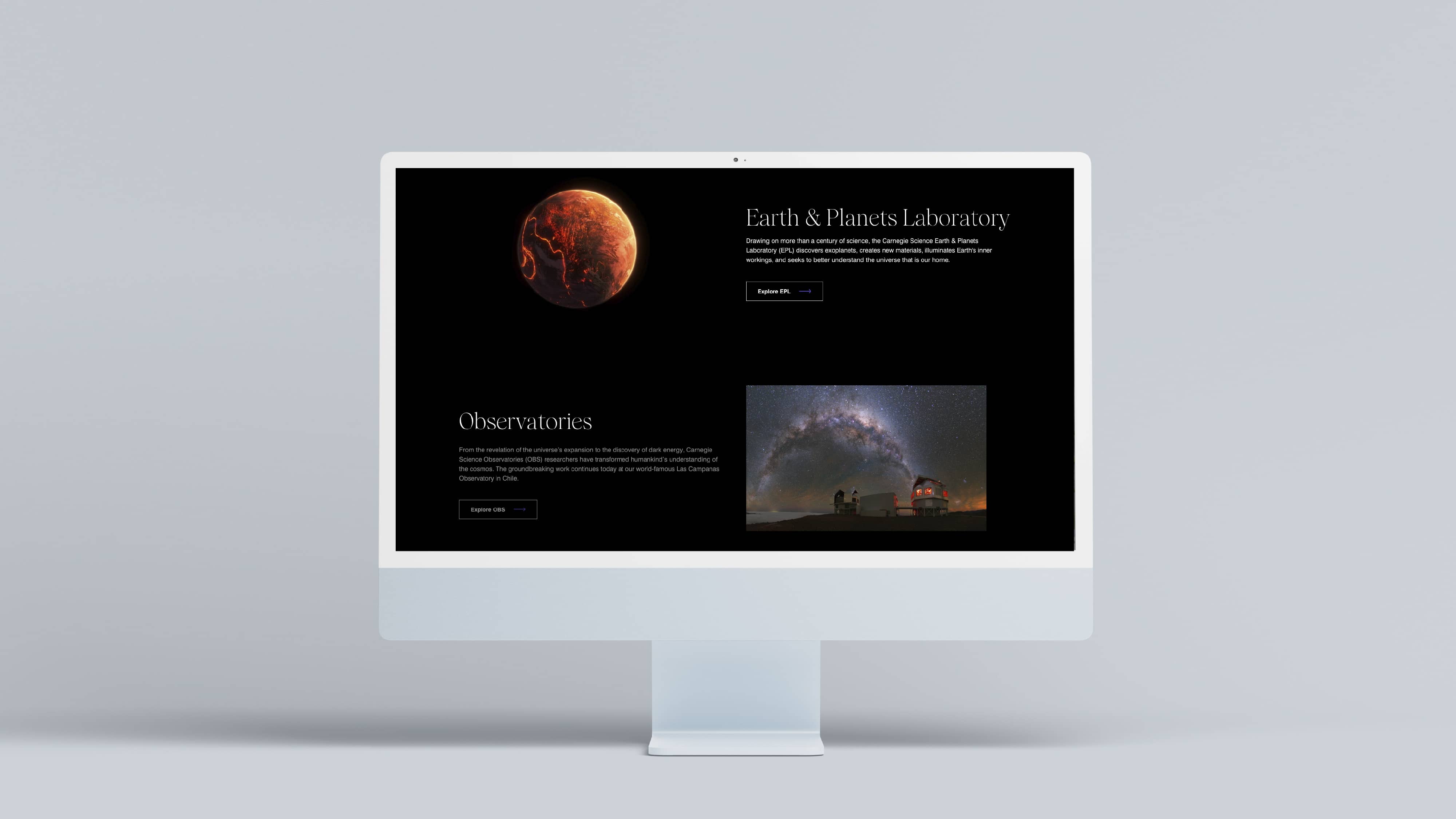 The Carnegie Science website displayed on a computer monitor