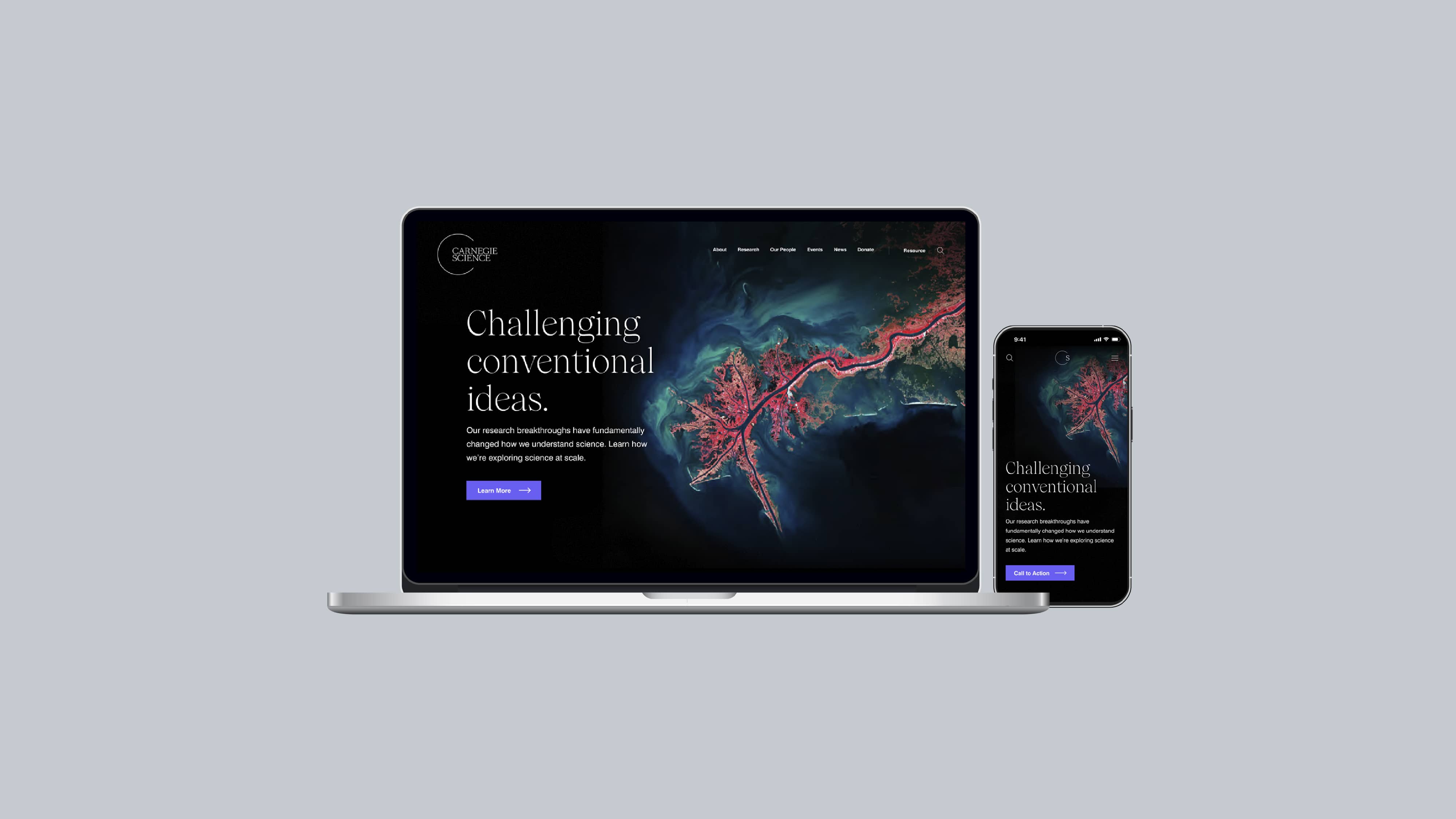 The Carnegie Science website, as shown on both a laptop and mobile device
