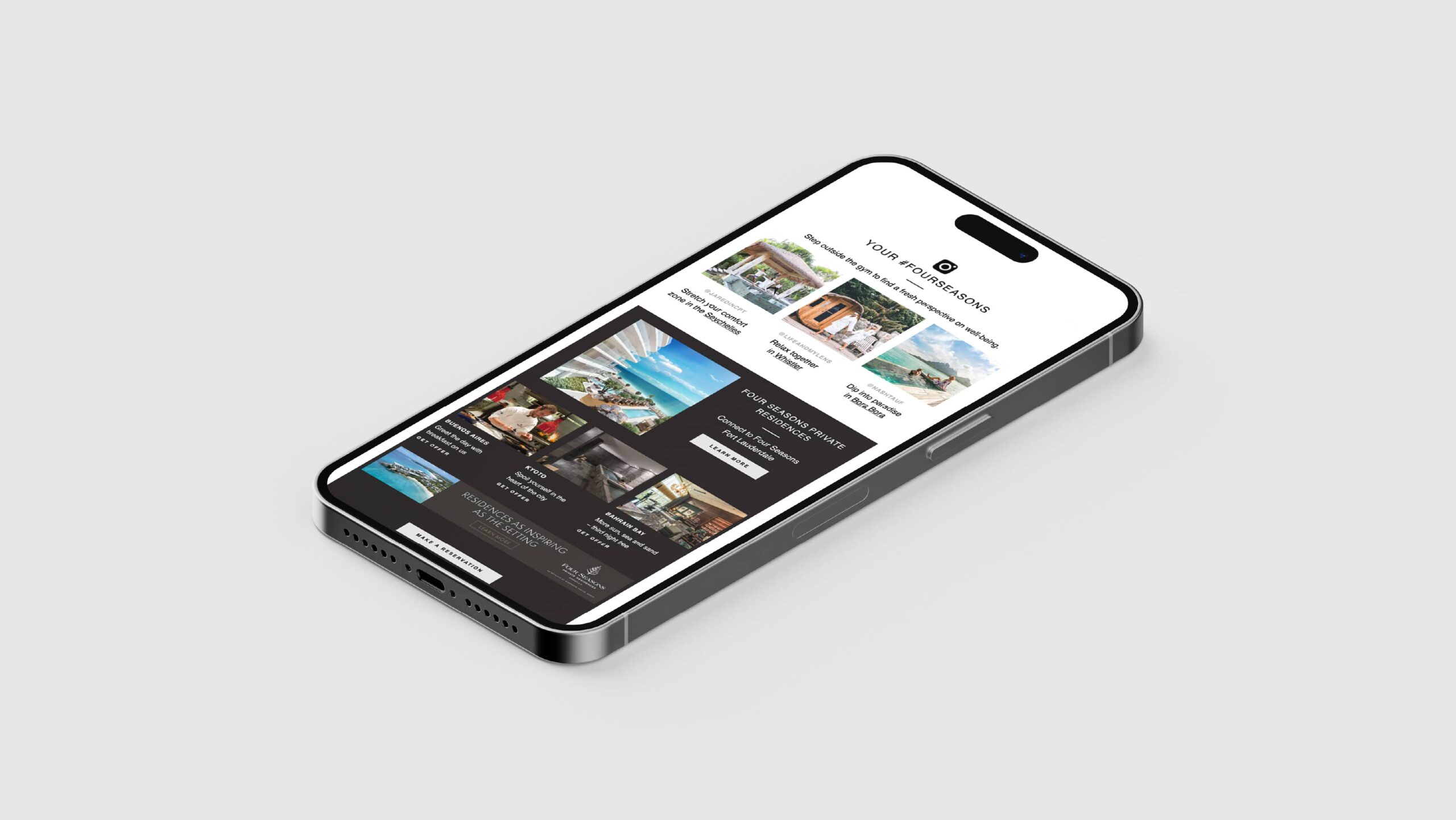Four Seasons digital magazine shown on mobile device