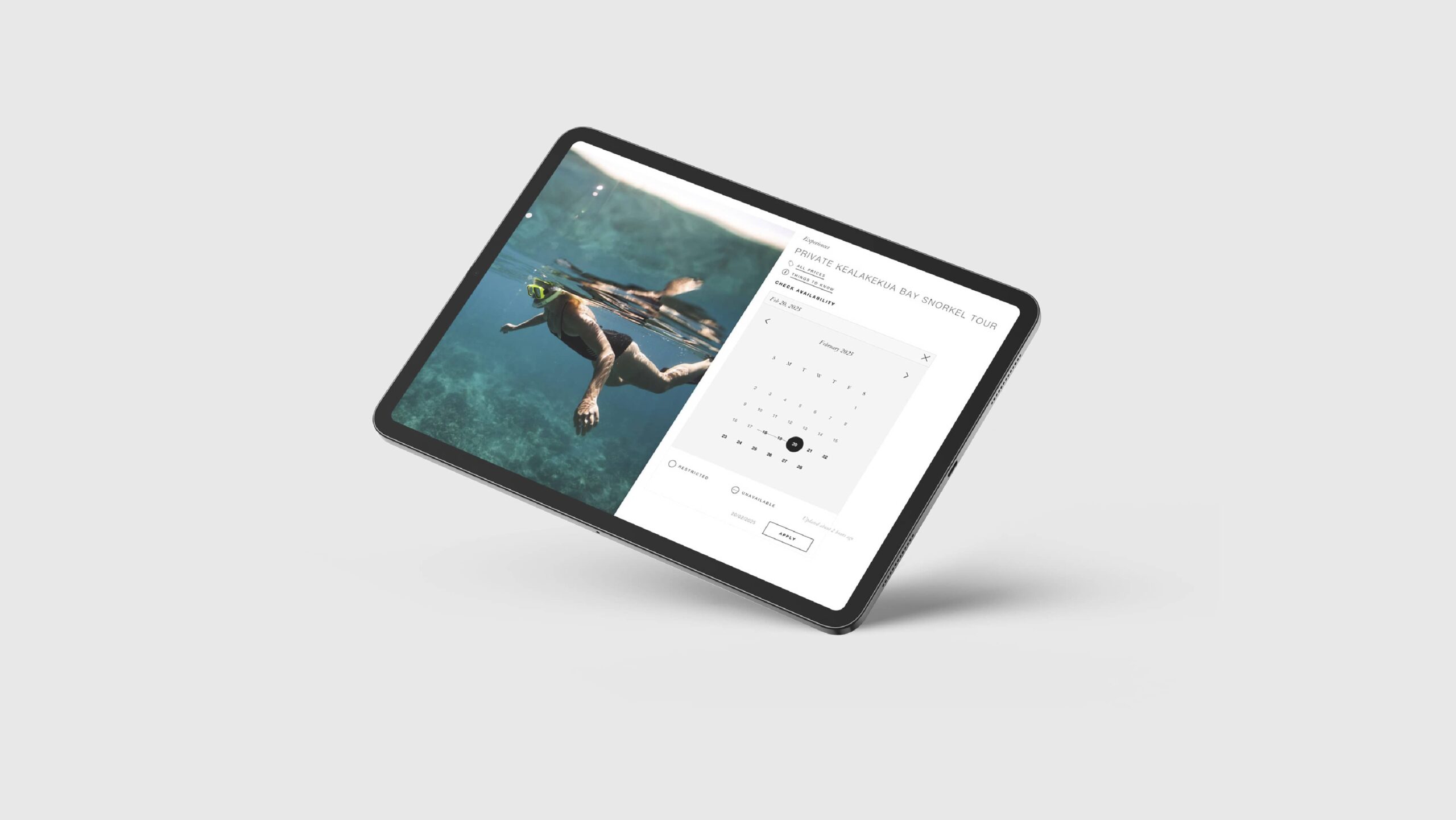 The Four Seasons booking site on a tablet
