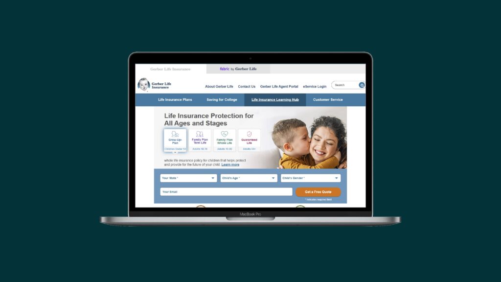 Gerber Life Insurance website on a laptop