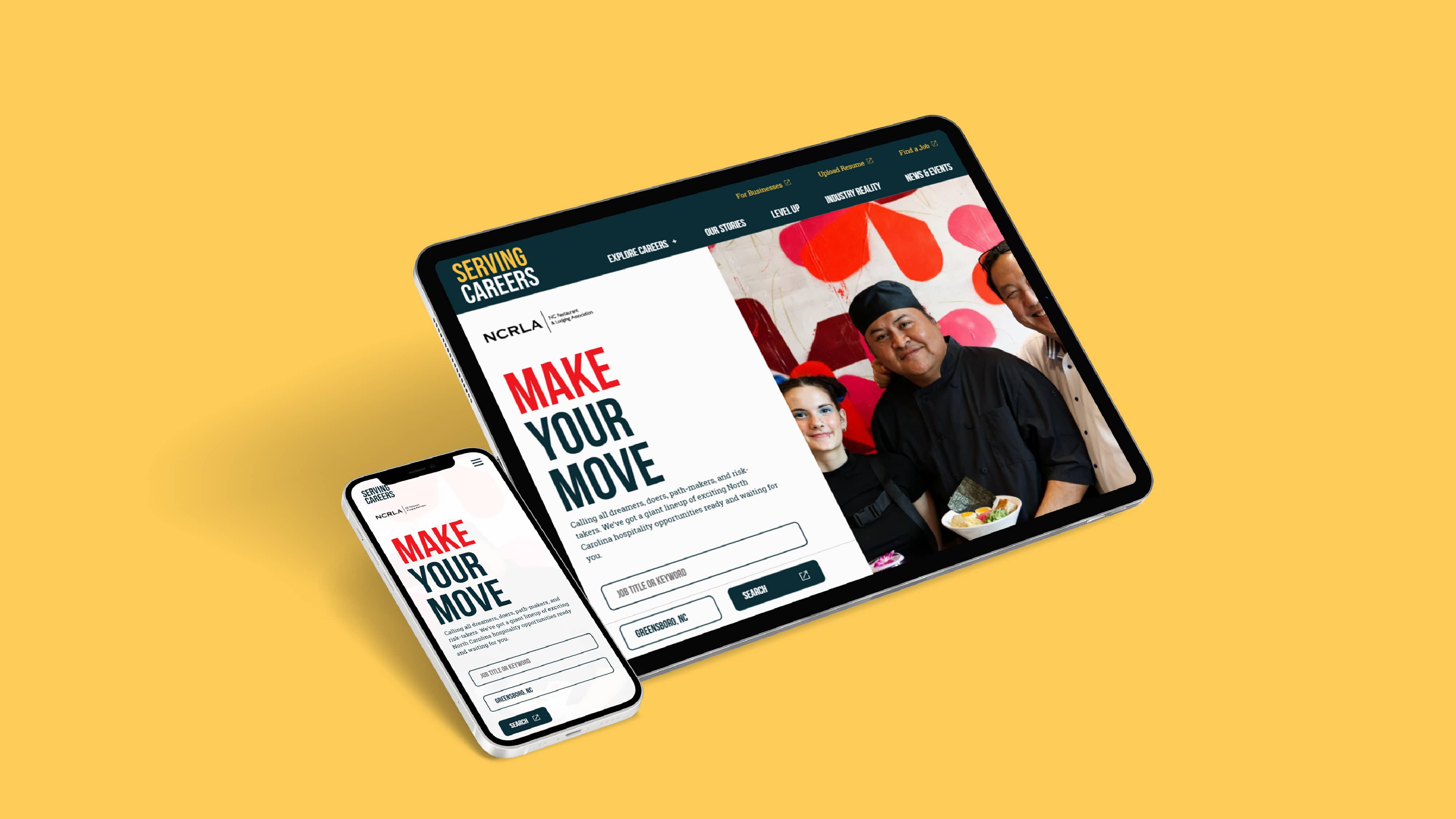 NCRLA sign up form on a tablet and mobile phone