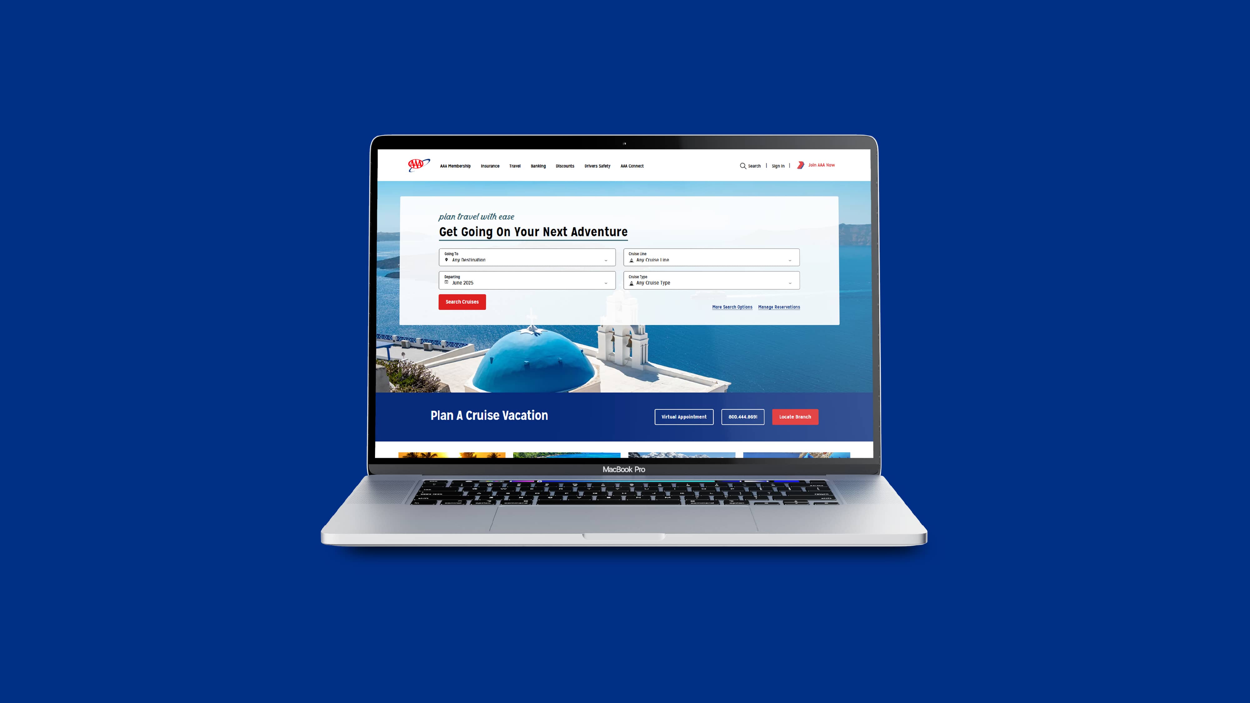 AAA homepage featuring an information inquiry form on a laptop screen