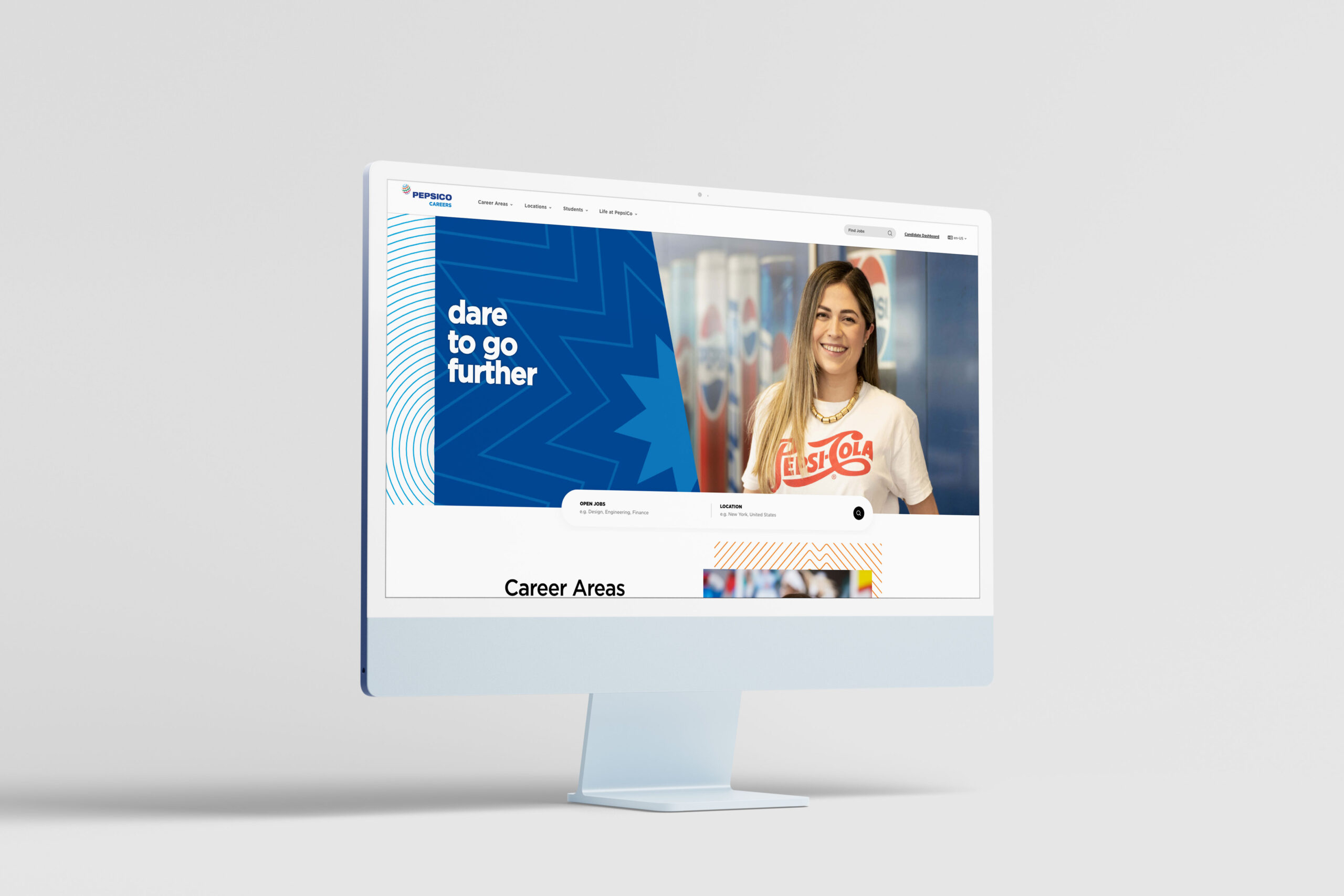 PepsiCo Careers site on a computer monitor 