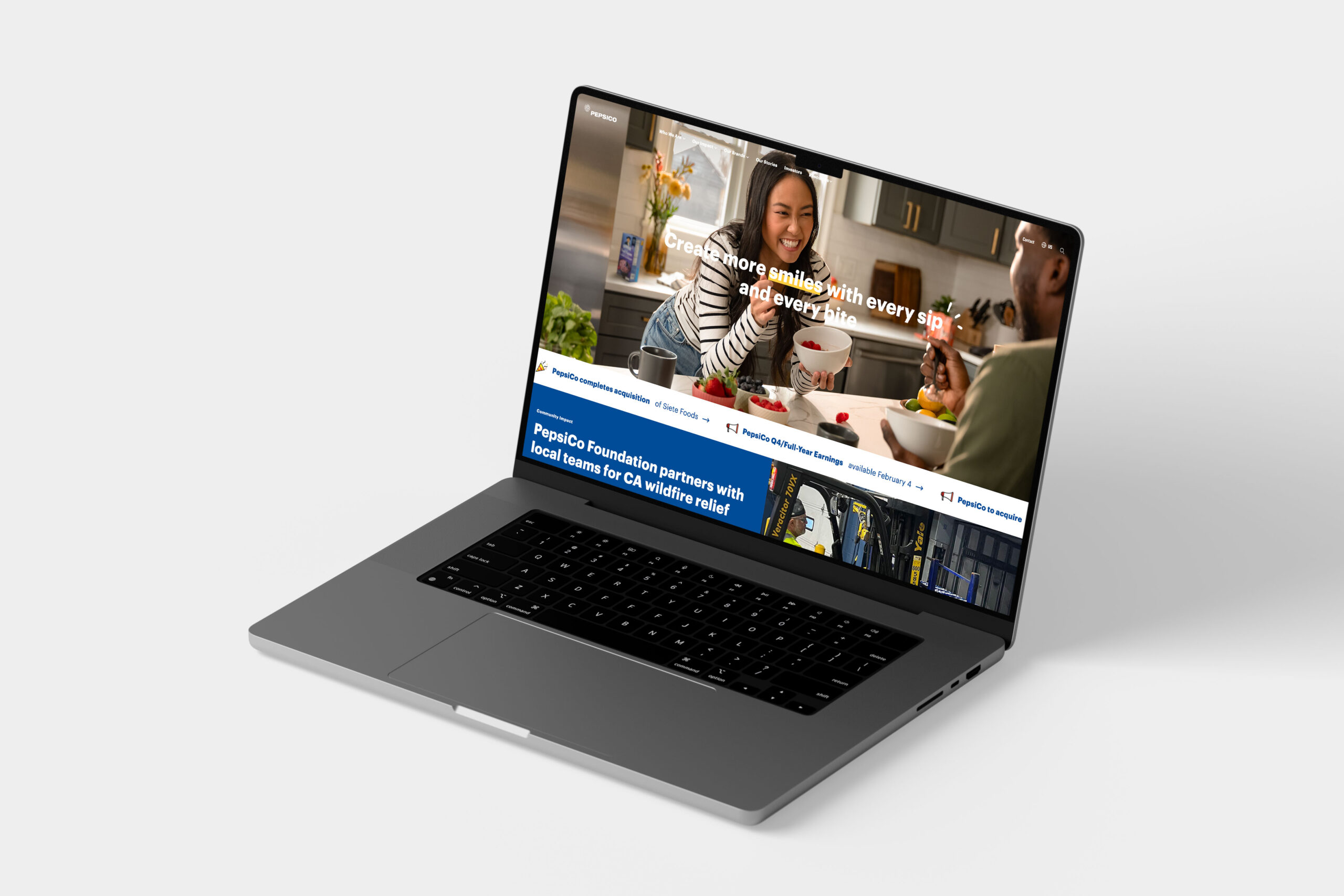 PepsiCo.com on a laptop screen