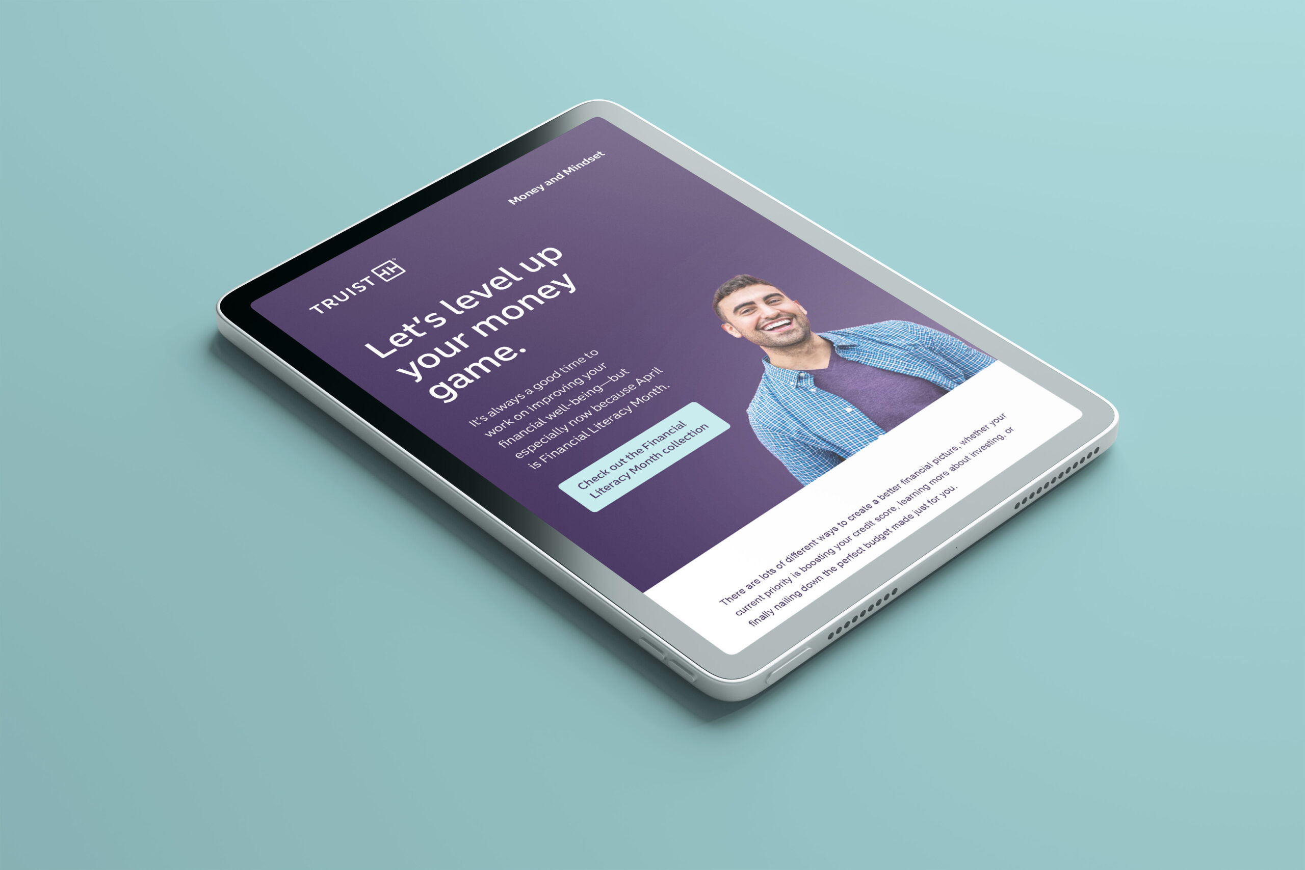 Truist's Money and Mindset podcast on a tablet