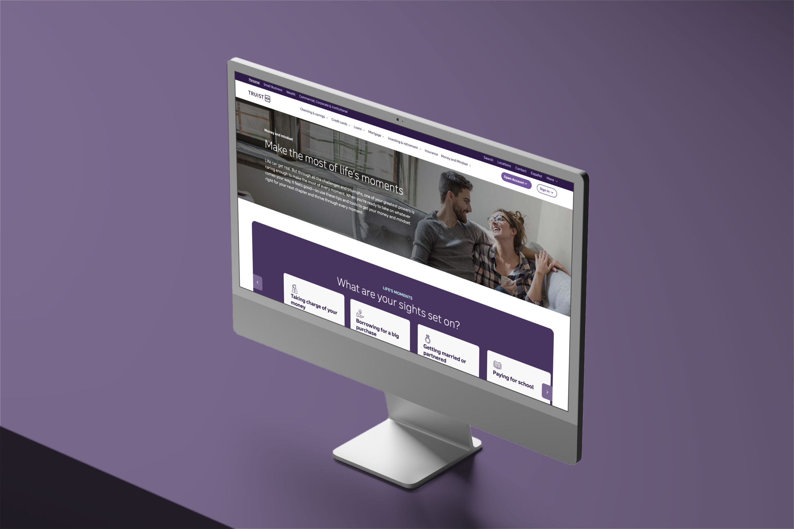 Truist financial and wellness content on a computer monitor