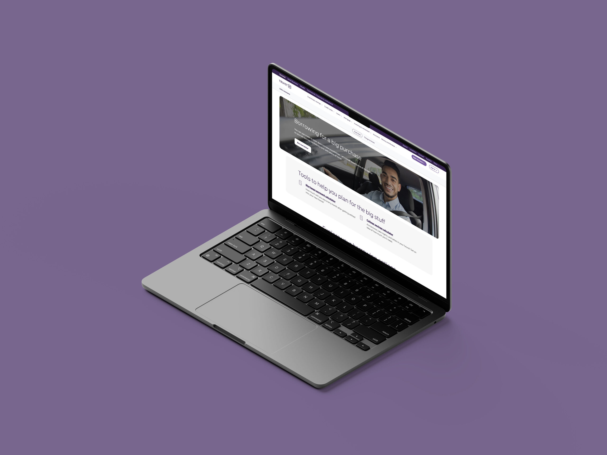 Truist's Money and Mindset podcast on a laptop