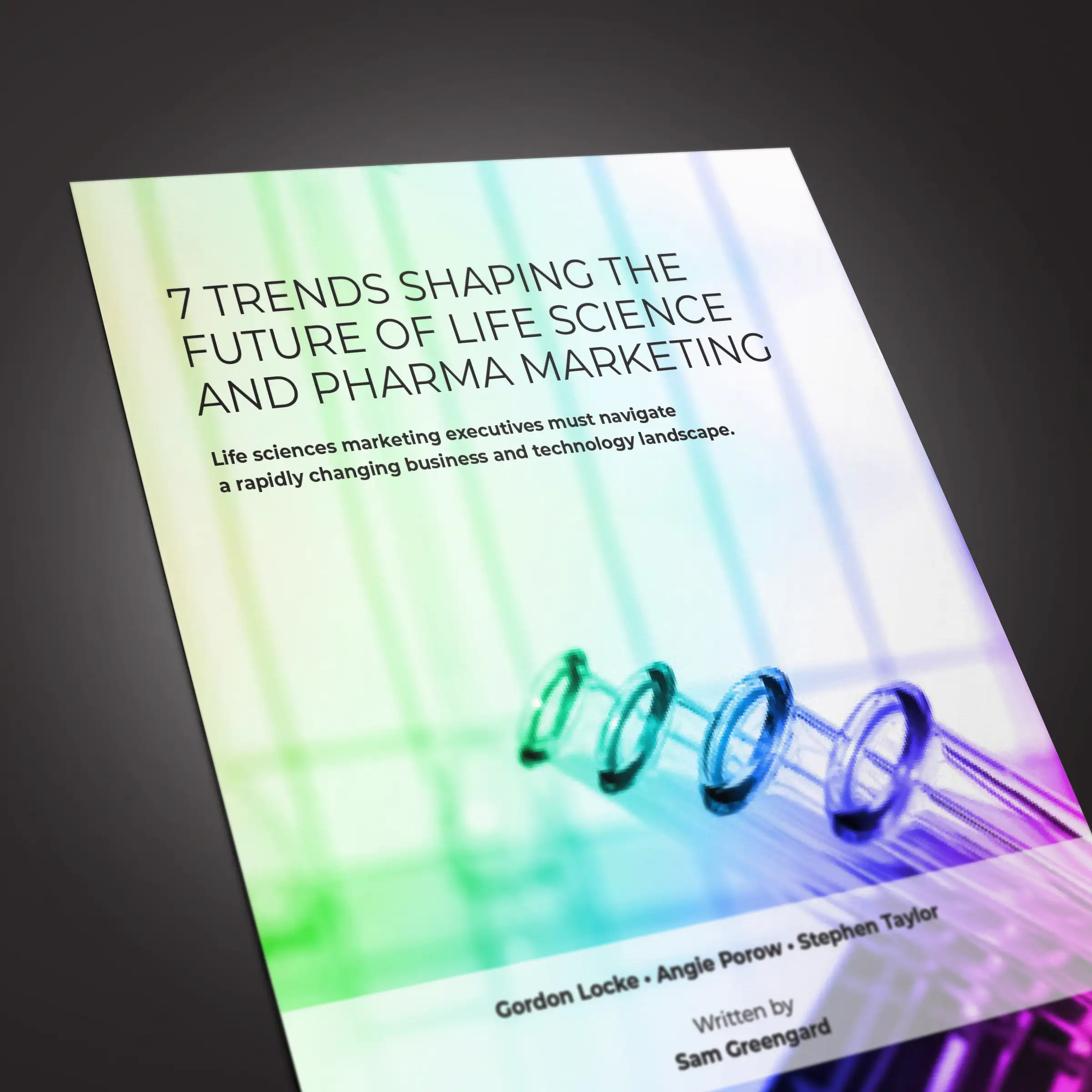 Cover for the white paper 7 trends shaping the future of life sciences and pharma marketing