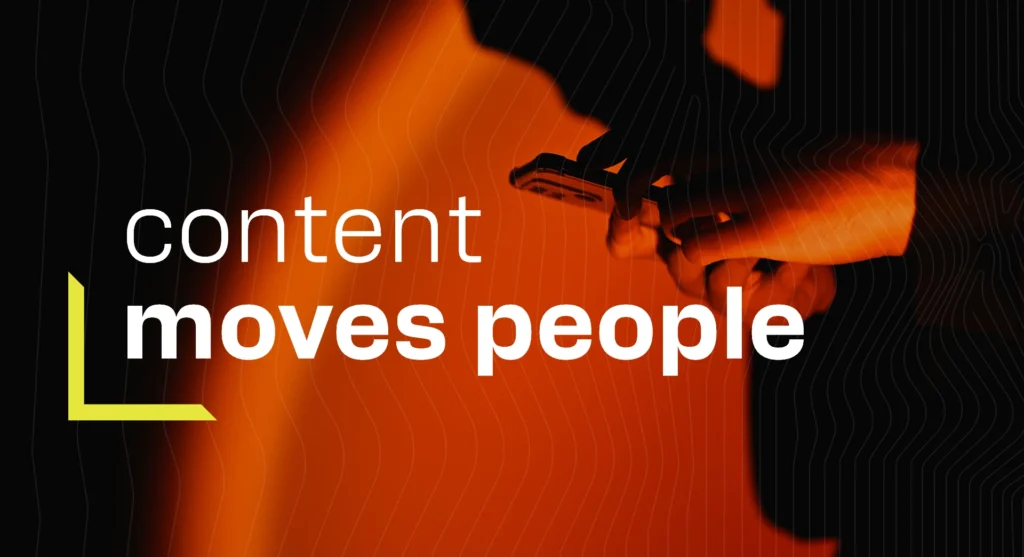 Visual representation of person consuming content: content moves people