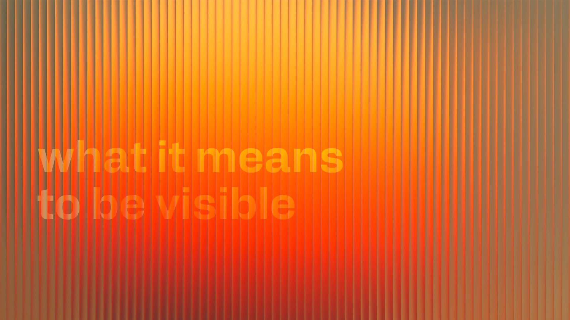 Abstract orange and yellow gradient with vertical lines and the words “What it means to be visible,” illustrating how brands achieve visibility in AI-powered search.